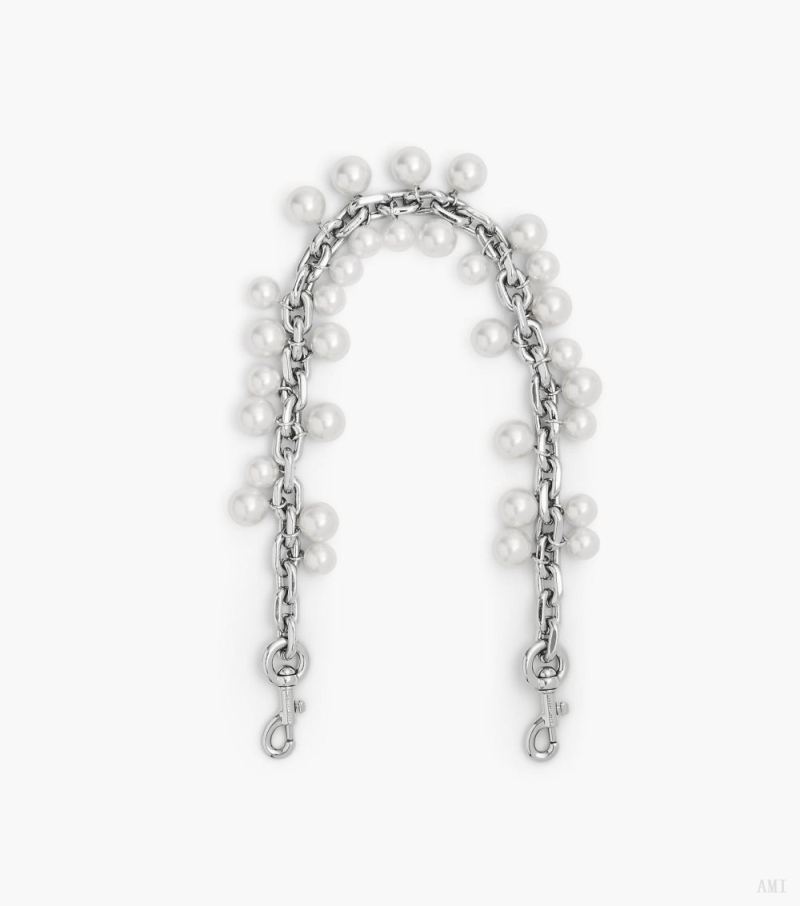 Marc Jacobs |La bandoulière chaîne Pearl - Blanc/nickel |France Outlet