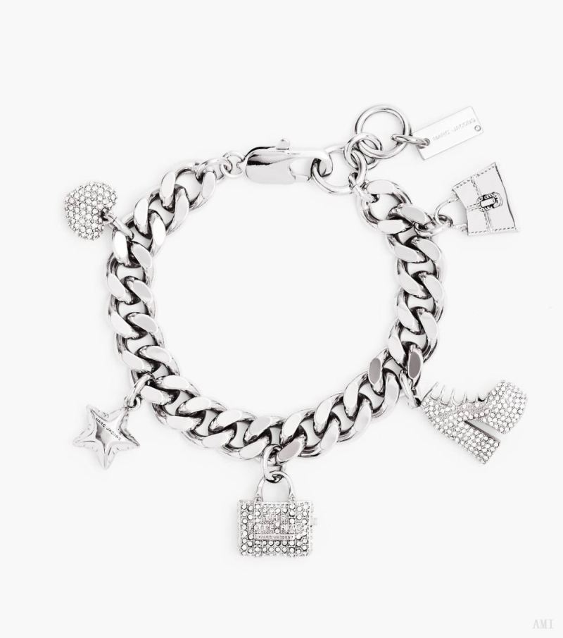 Marc Jacobs |Le bracelet à breloques mini icône Pave - Argent/cristal |France Outlet