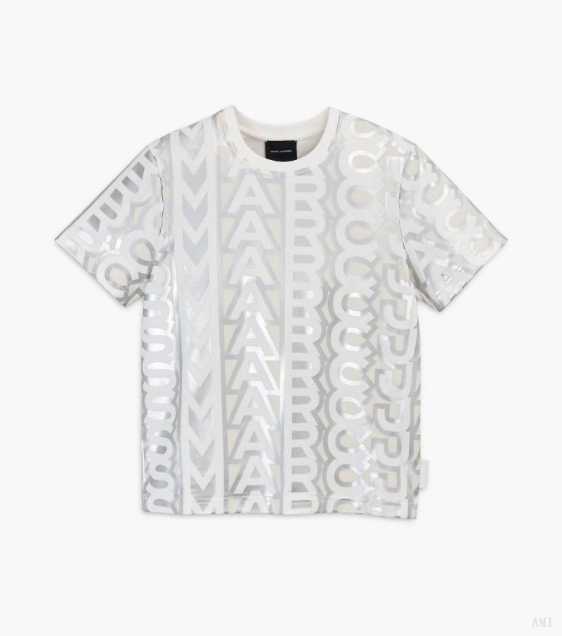 Marc Jacobs |Le t-shirt pour bébé Monogram - Argent/Blanc brillant |France Outlet