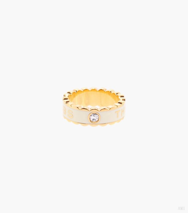 Marc Jacobs |La bague médaillon festonnée - Crème/or |France Outlet