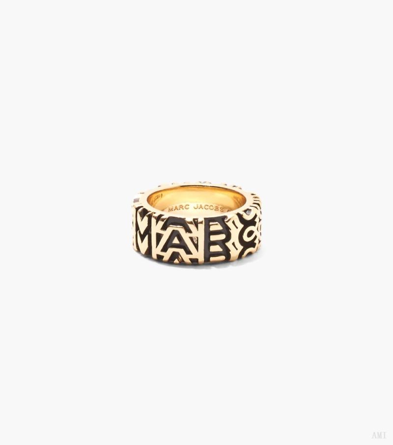 Marc Jacobs |La bague gravée Monogram - Or vieilli |France Outlet