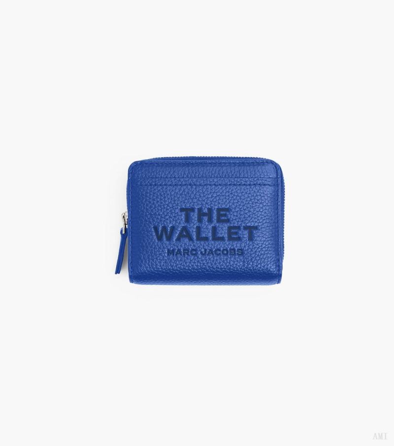 Marc Jacobs |Le mini portefeuille compact en cuir - Cobalt |France Outlet