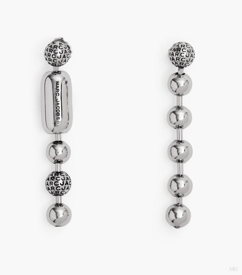 Marc Jacobs |Les boucles d'oreilles à chaîne à billes Monogram - Argent antique clair |France Outlet