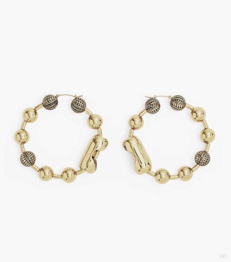 Marc Jacobs |Le Monogram Ball Chain Hoop - Light Antique Gold |France Outlet