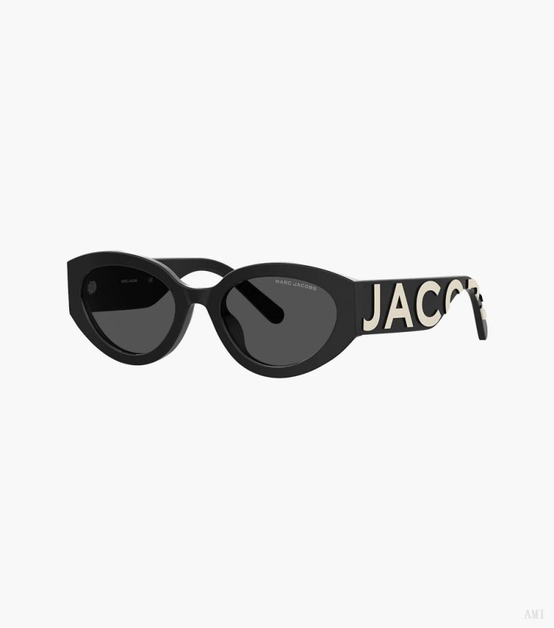 Marc Jacobs |Lunettes de soleil ovales Marc Jacobs - Noir/Blanc |France Outlet