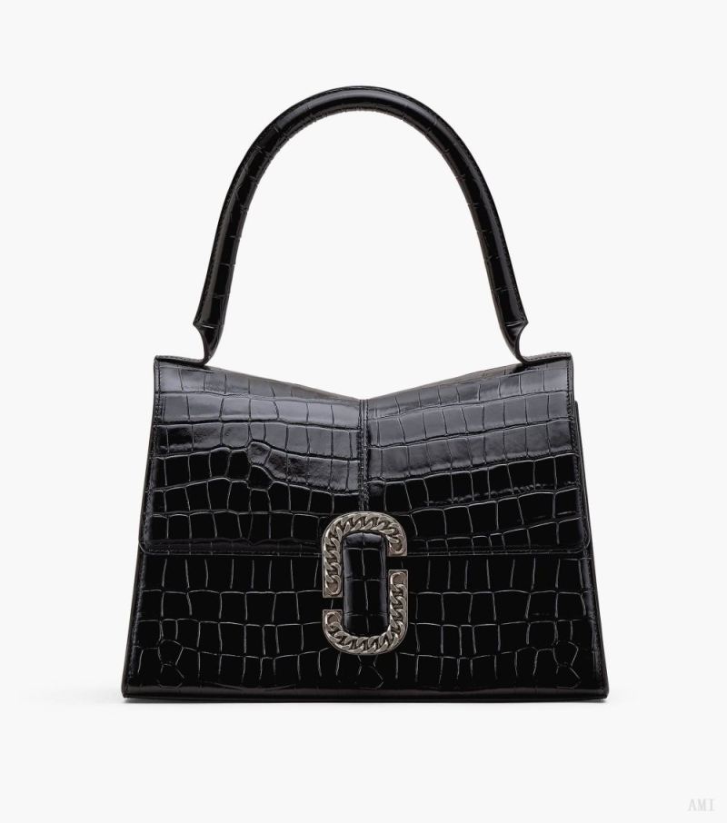 Marc Jacobs |Le grand sac à main St. Marc en relief crocodile - Noir |France Outlet