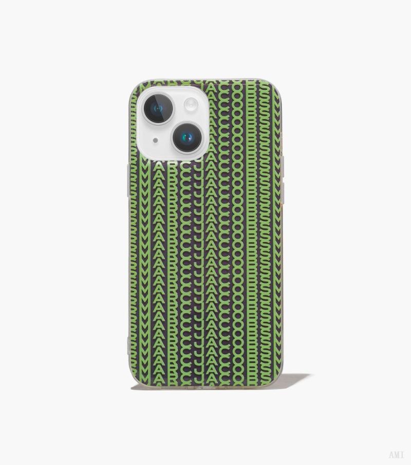 Marc Jacobs |The Monogram Iphone Case 14 - Gris/Fluro Green |France Outlet