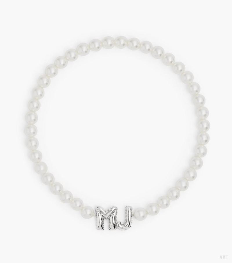 Marc Jacobs |Collier Marc Jacobs Balloon Pearl - Blanc/Argent |France Outlet