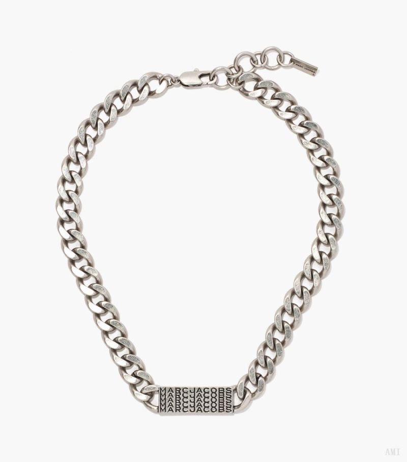 Marc Jacobs |Le collier chaîne d'identification Monogram Barcode - Argent vieilli |France Outlet