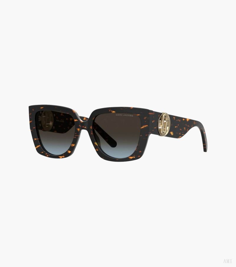 Marc Jacobs |Les lunettes de soleil carrées découpées J Marc - Havane |France Outlet