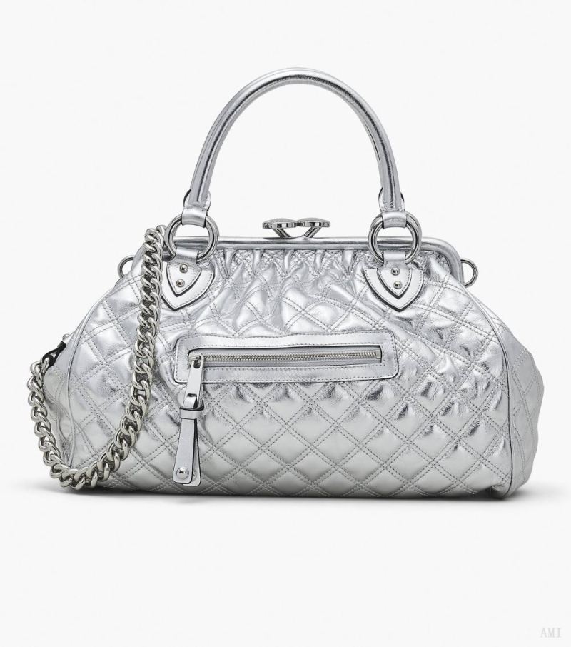 Marc Jacobs |Sac Stam en cuir métallisé matelassé réédition - Argent |France Outlet