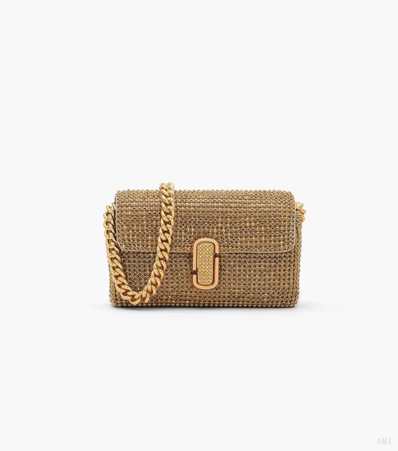 Marc Jacobs |Le mini sac bandoulière J Marc à strass - Doré |France Outlet