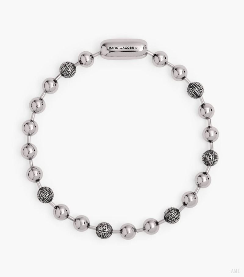 Marc Jacobs |Le collier à chaîne à billes Monogram - Argent vieilli clair |France Outlet