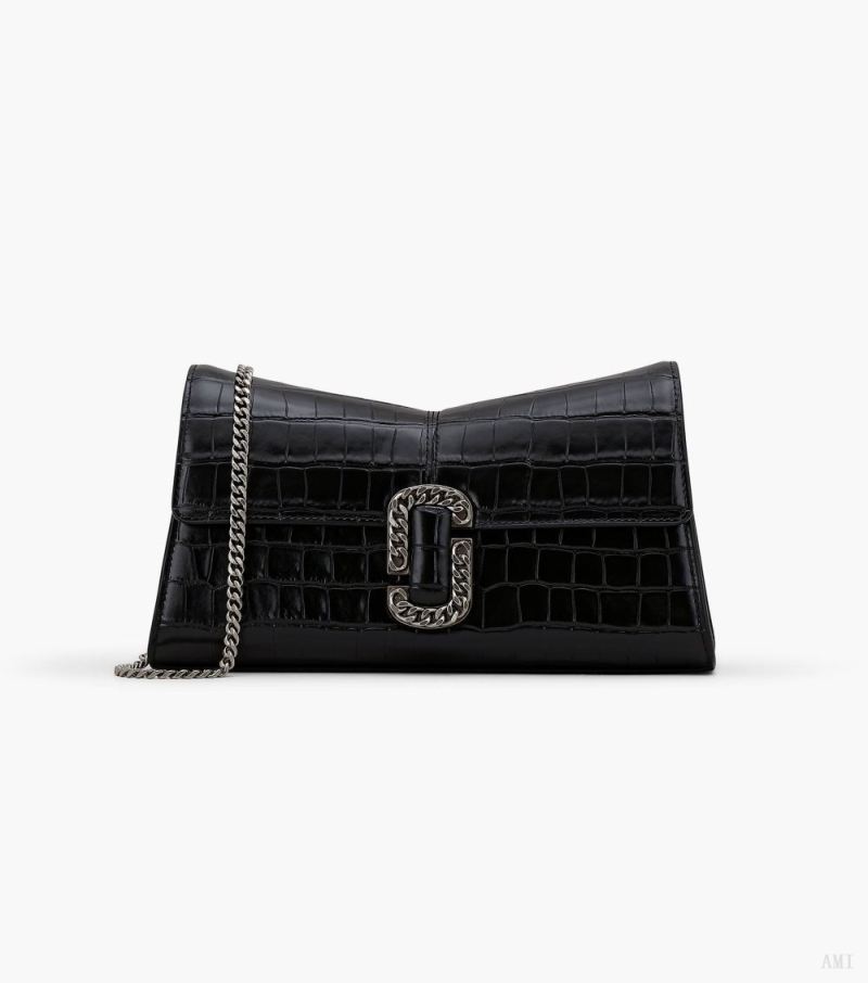 Marc Jacobs |La Pochette Convertible St. Marc à Motif Crocodile - Noir |France Outlet