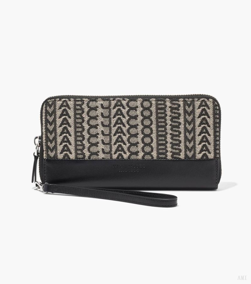 Marc Jacobs |Le portefeuille continental Monogram Jacquard Wristlet - Beige Multi |France Outlet