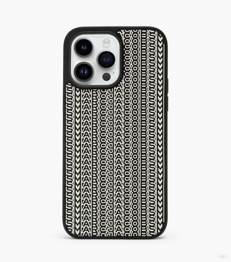 Marc Jacobs |La coque 3D Monogram pour iPhone 14 Pro Max - Noir/Blanc |France Outlet