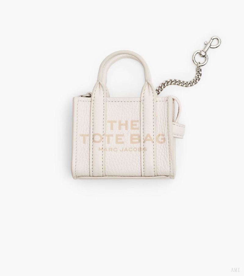 Marc Jacobs |Le porte-clés Nano Tote Bag - Coton/Argent |France Outlet