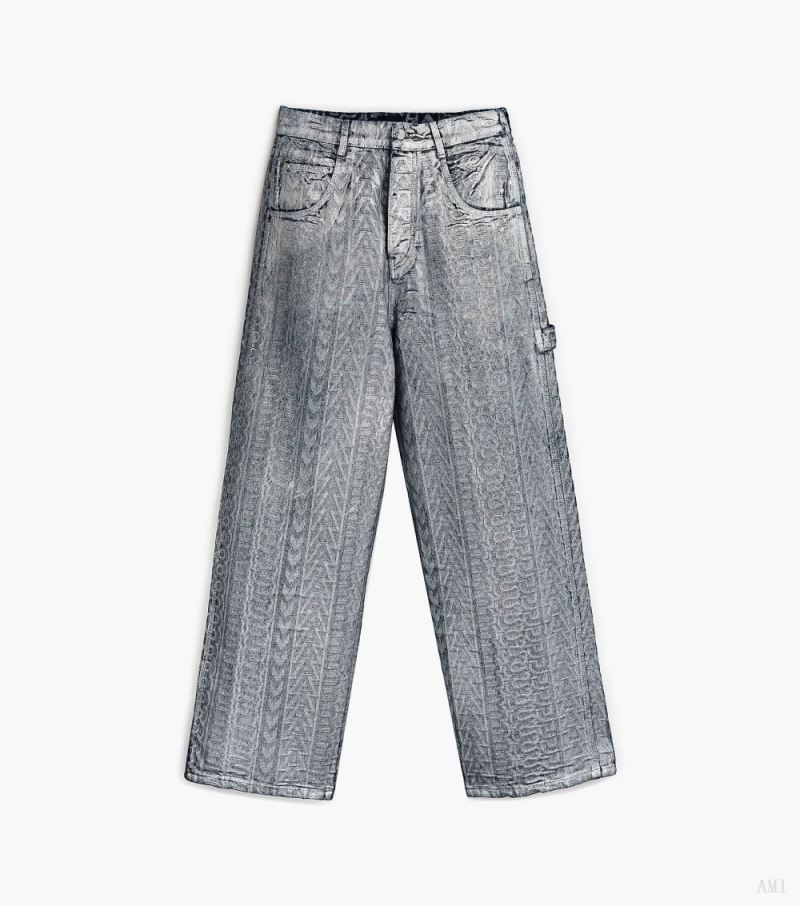 Marc Jacobs |Le jean surdimensionné Monogram - Argent mat |France Outlet