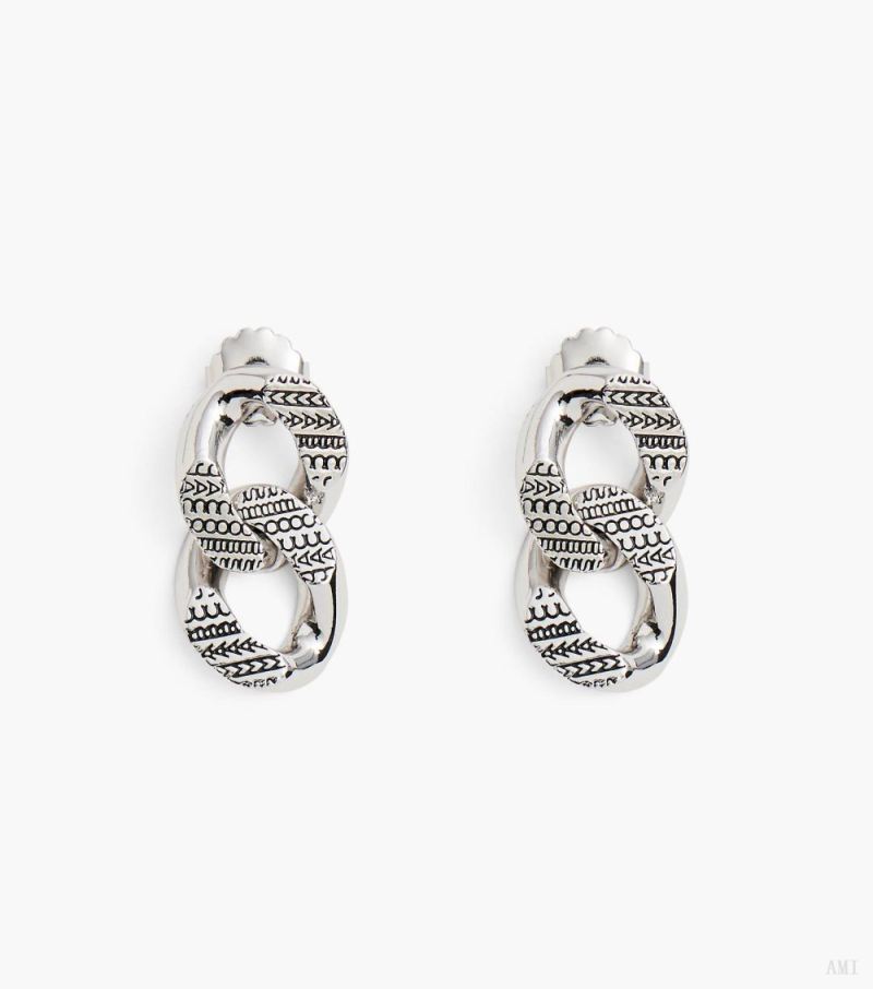 Marc Jacobs |Boucles d'oreilles à maillons en chaîne Monogram - Argent antique clair |France Outlet