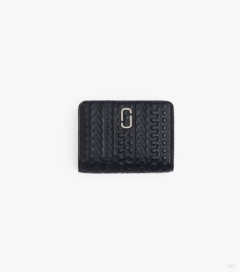 Marc Jacobs |Le portefeuille compact J Marc en relief Monogram - Noir |France Outlet