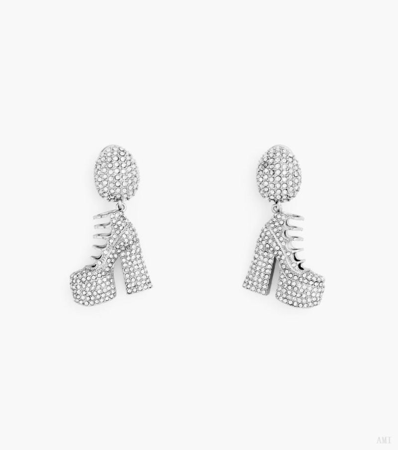 Marc Jacobs |Les boucles d'oreilles Kiki Boot Pave - Argent/Cristal |France Outlet