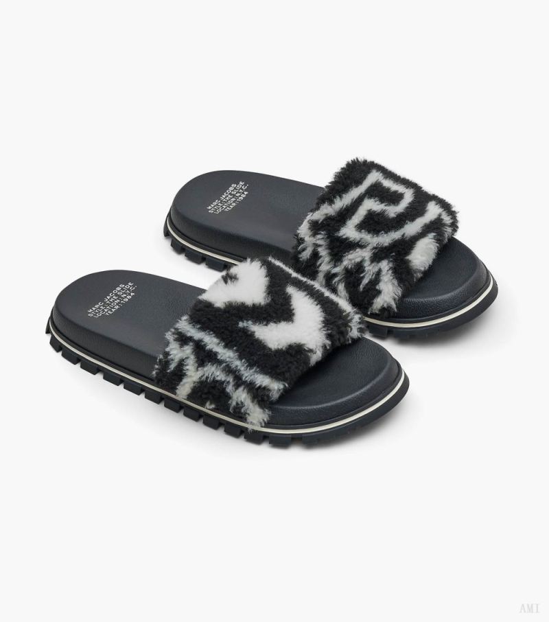 Marc Jacobs |Le Monogram Teddy Slide - Noir/Ivoire |France Outlet