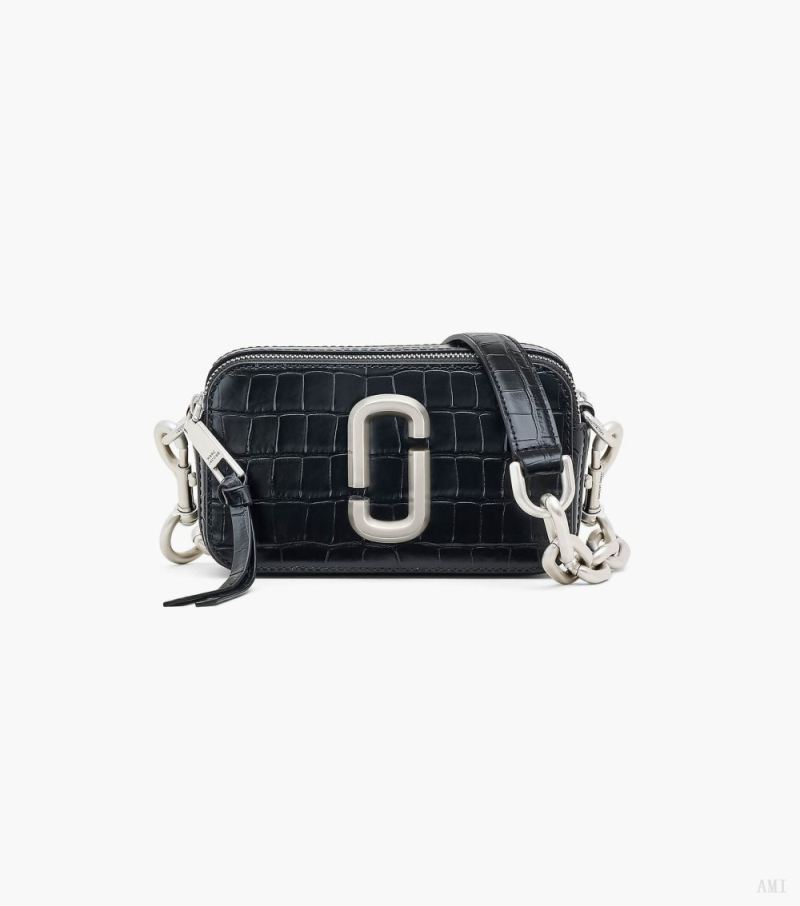 Marc Jacobs |Le sac à bandoulière en relief crocodile Snapshot - Noir |France Outlet