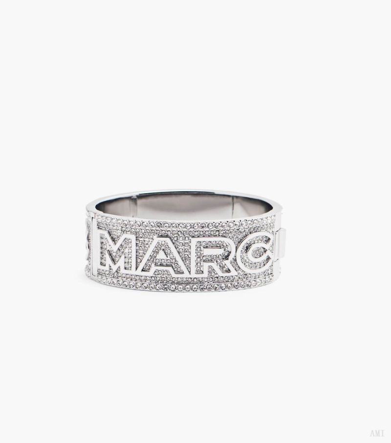 Marc Jacobs |Le bracelet manchette Monogram Pavé - Argent/Cristal |France Outlet