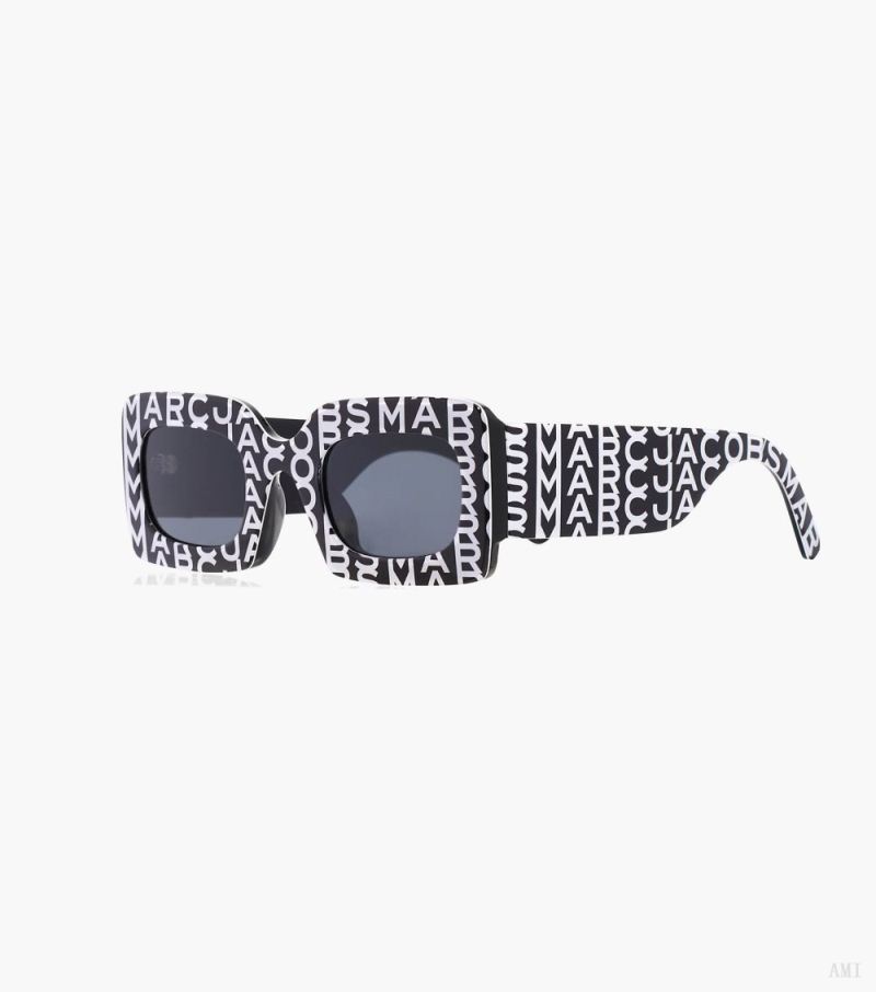 Marc Jacobs |Lunettes de soleil rectangulaires Monogram - Noir/Blanc |France Outlet