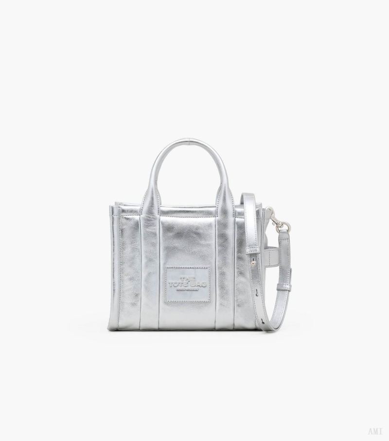 Marc Jacobs |Le petit sac fourre-tout en cuir métallisé - Argent |France Outlet