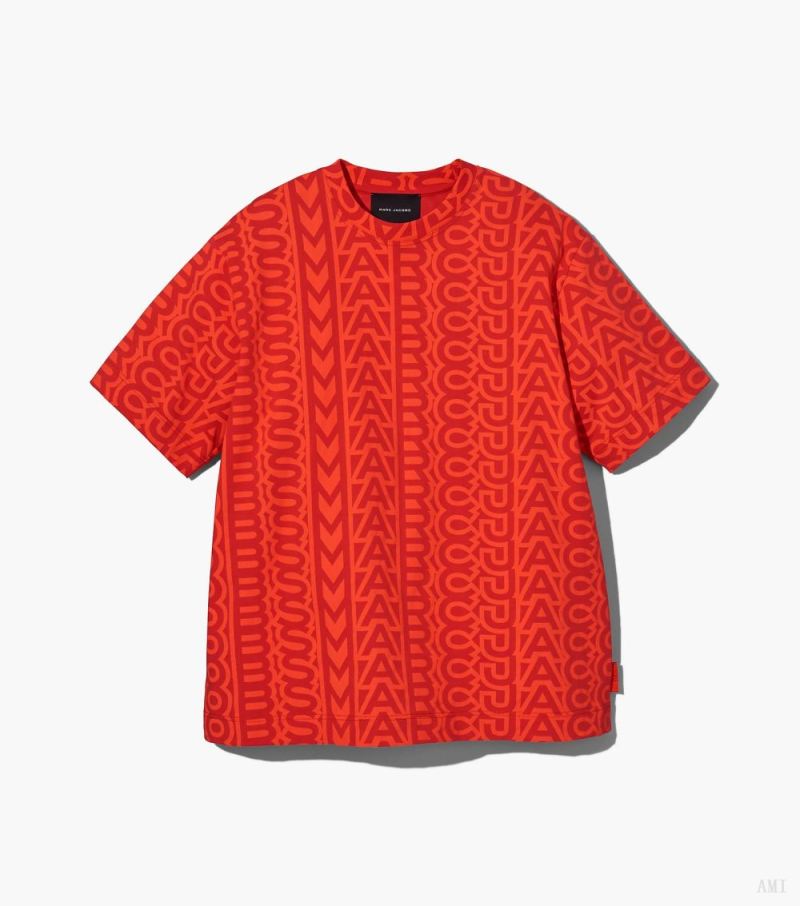 Marc Jacobs |Le grand t-shirt Monogram - Orange électrique/Rouge véritable |France Outlet