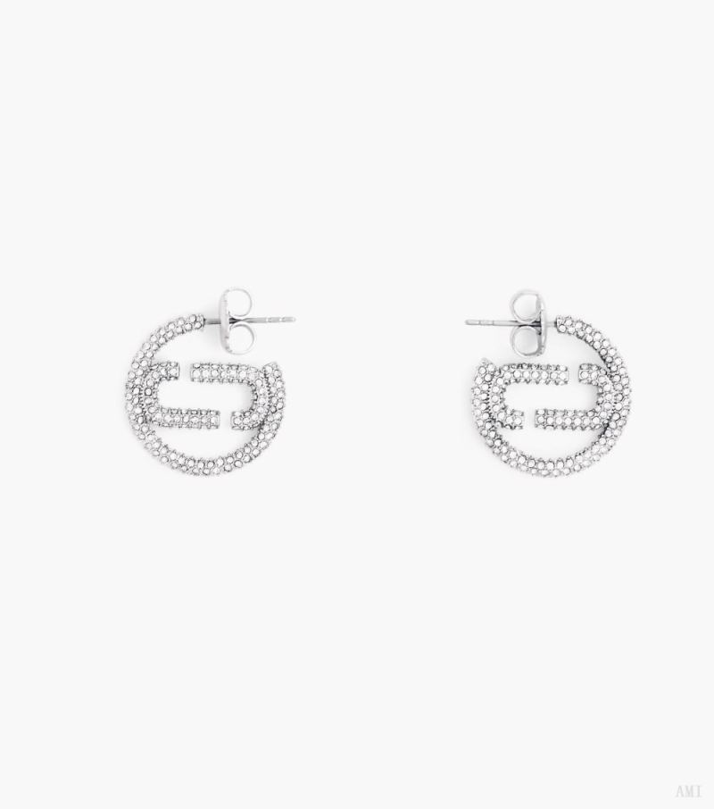 Marc Jacobs |Les créoles J Marc Small Pave - Argent/Cristal |France Outlet