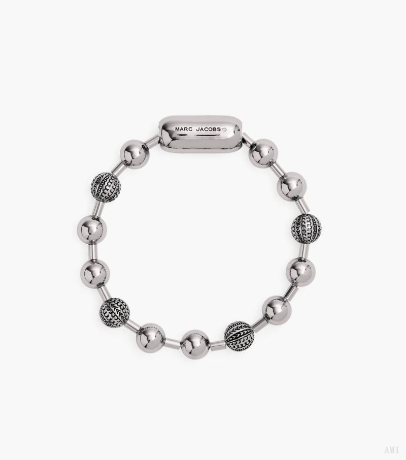 Marc Jacobs |Le bracelet à chaîne à billes Monogram - Argent antique clair |France Outlet