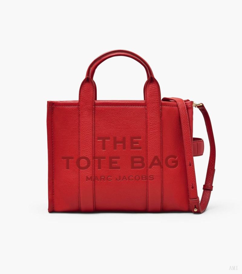 Marc Jacobs |Le sac fourre-tout moyen en cuir - True Red |France Outlet