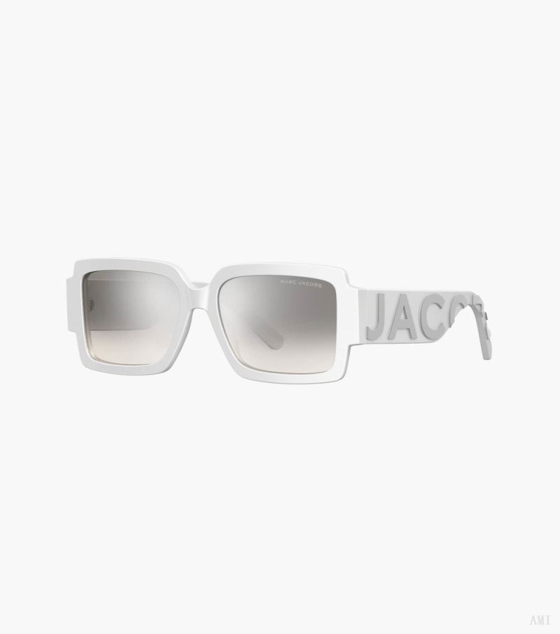 Marc Jacobs |Les lunettes de soleil carrées effet miroir - Blanc/gris |France Outlet