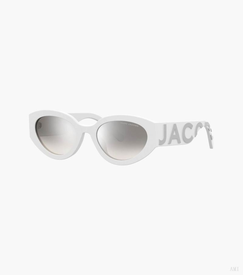 Marc Jacobs |Les lunettes de soleil ovales effet miroir - Blanc/gris |France Outlet