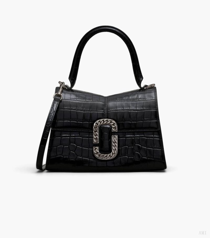 Marc Jacobs |Le sac à main St. Marc en relief crocodile - Noir |France Outlet