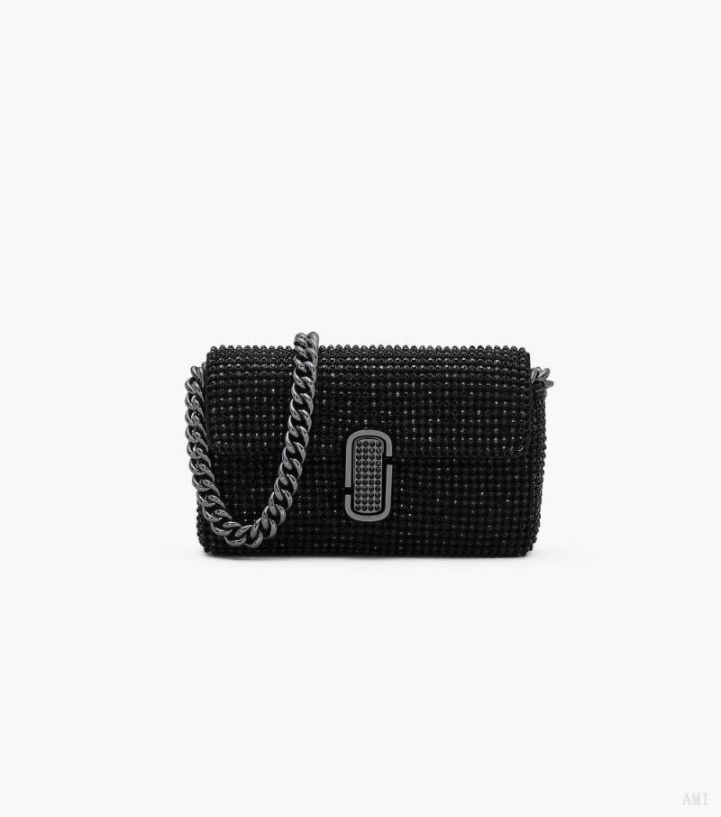 Marc Jacobs |Le mini sac bandoulière J Marc à strass - Noir |France Outlet